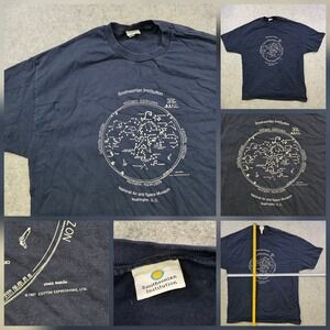 Vintage Smithsonian Institution T Shirt Mens 2XL Blue Constellation Star Map